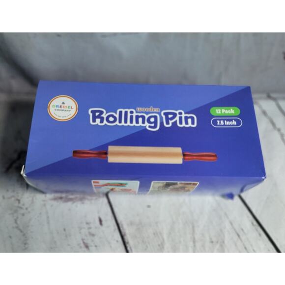 Lot of 12 Kids Wooden Mini Rolling Pins with Red Handles - New - Picture 1 of 5